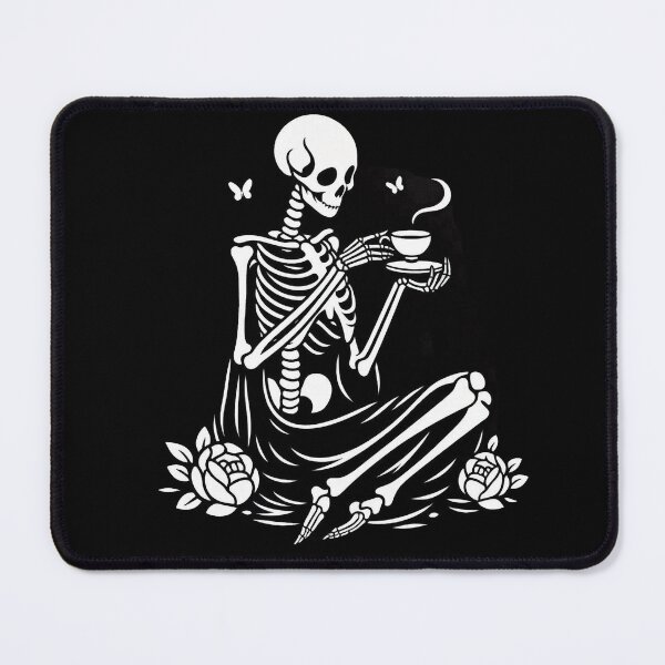 Item preview, Gothic Skeleton Morning – Cozy Dark Line Art designed and sold by Roberta Calabrese.