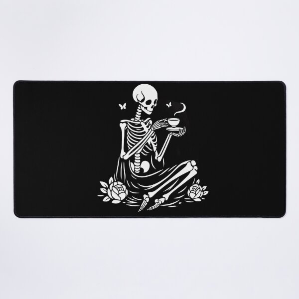 Item preview, Gothic Skeleton Morning – Cozy Dark Line Art designed and sold by Roberta Calabrese.