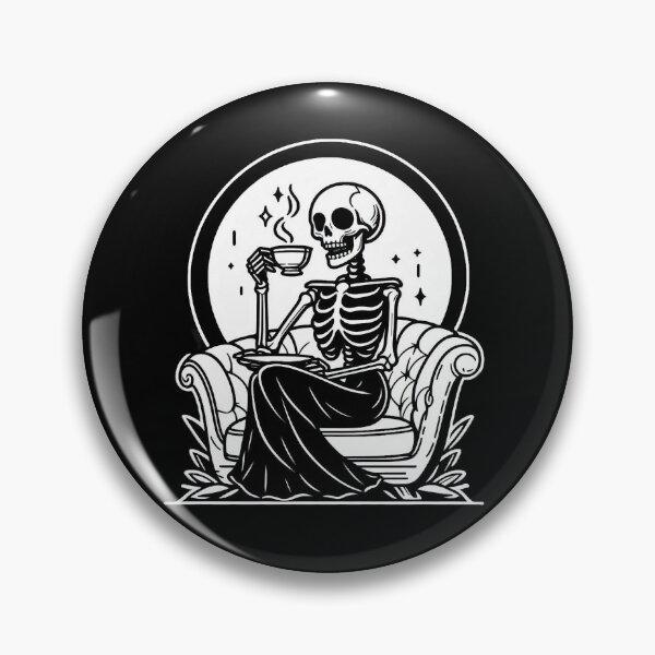 Item preview, Gothic Skeleton Morning – Cozy Dark Line Art designed and sold by Roberta Calabrese.
