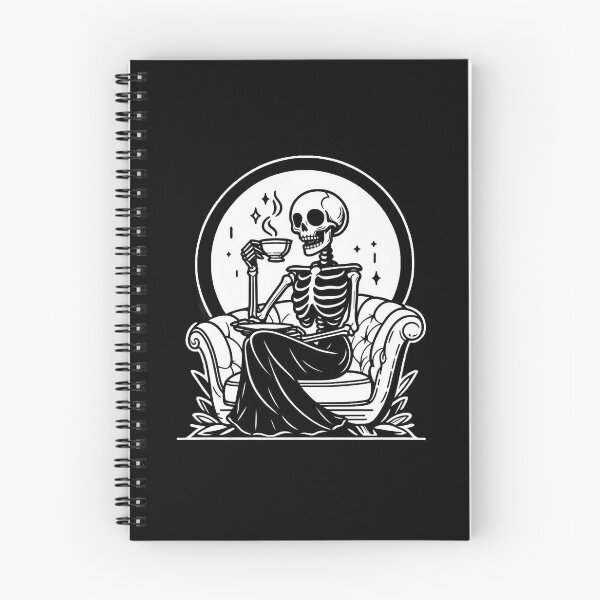 Item preview, Gothic Skeleton Morning – Cozy Dark Line Art designed and sold by Roberta Calabrese.