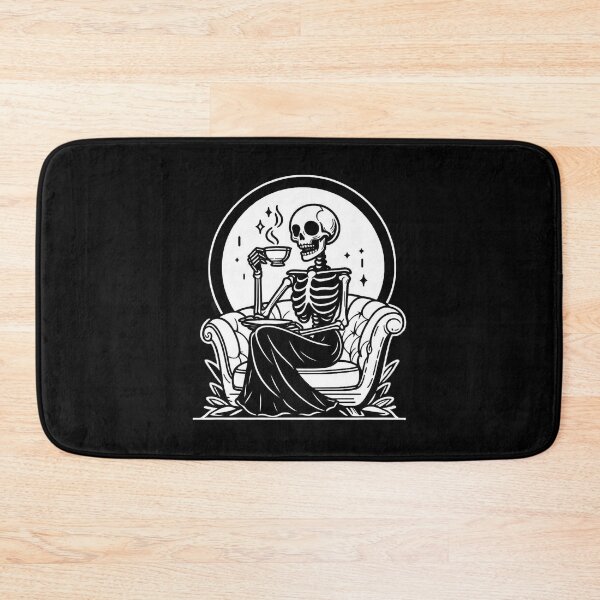 Item preview, Gothic Skeleton Morning – Cozy Dark Line Art designed and sold by Roberta Calabrese.