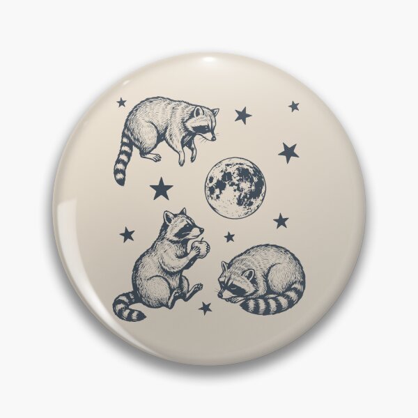 Item preview, Three Raccoons And Moon Retro Trash Pandas designed and sold by Y-Vibes.