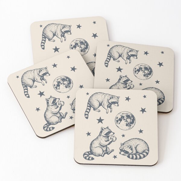 Item preview, Three Raccoons And Moon Retro Trash Pandas designed and sold by Y-Vibes.