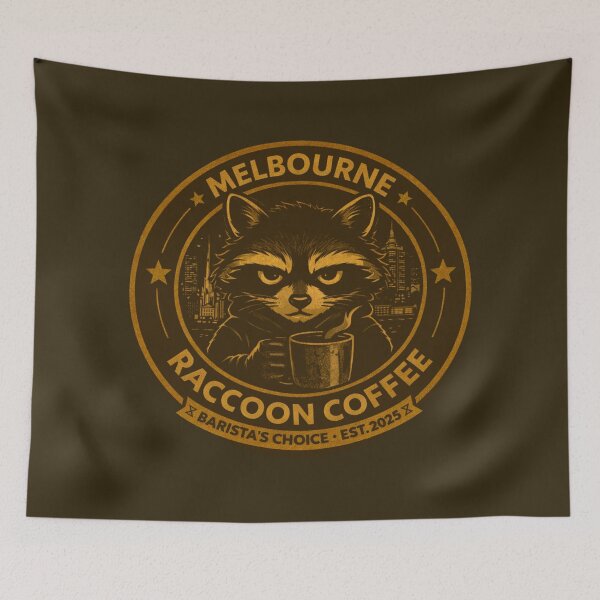 Item preview, Melbourne Raccoon Coffee Vintage Badge designed and sold by TytherleyTees.