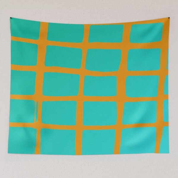 Item preview, Geometric grid pattern in turquoise and yellow – Modern abstract design designed and sold by Spectral2.