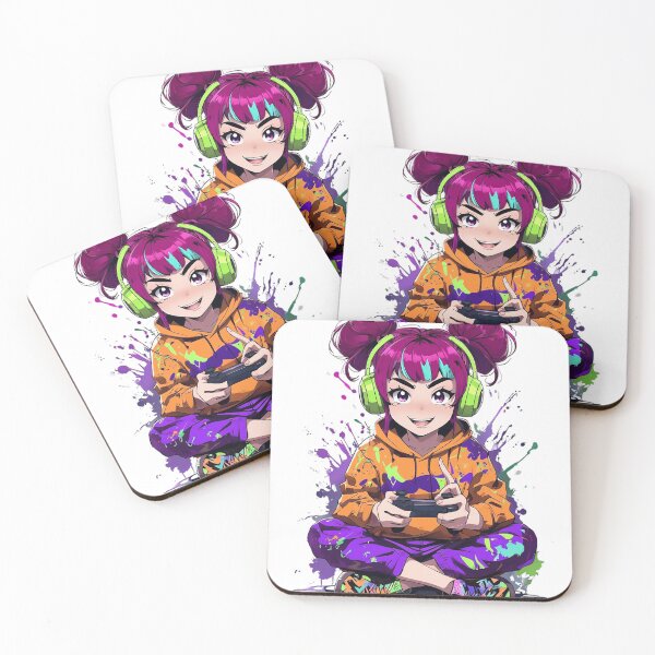 Item preview, Vibrant Paint-Splattered Gamer Girl Illustration designed and sold by newvisionart191.