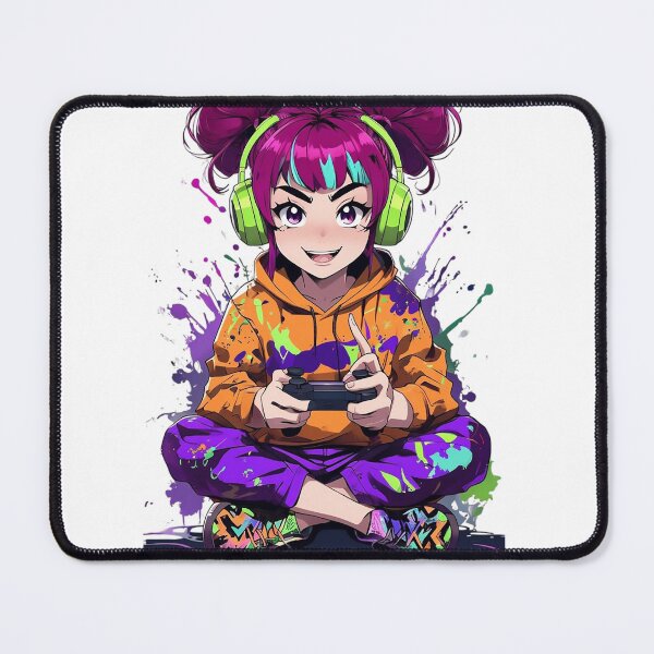 Item preview, Vibrant Paint-Splattered Gamer Girl Illustration designed and sold by newvisionart191.