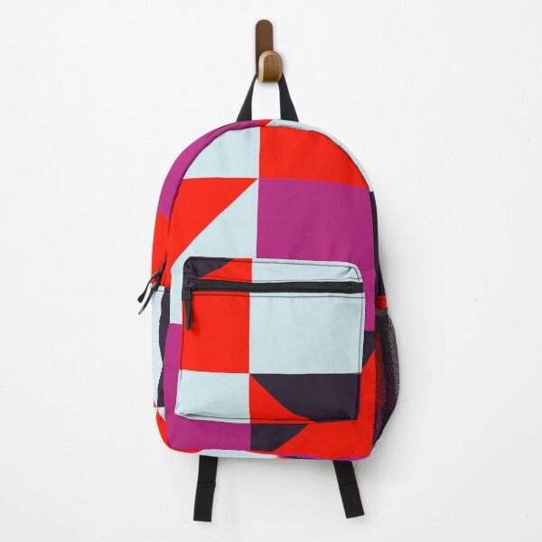 Item preview, Geometric color block pattern in red, pink and light blue – Modern design designed and sold by Spectral2.