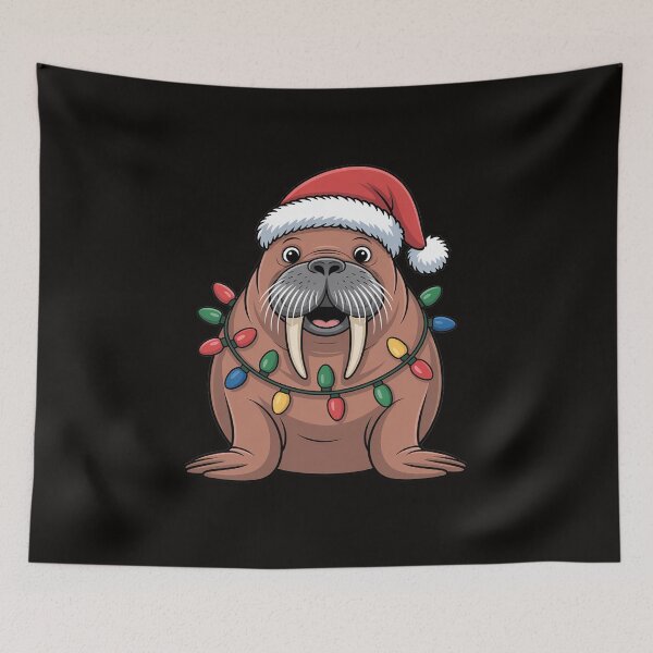Item preview, Christmas Lights Walrus Wearing Xmas Hat - Walrus Lover designed and sold by silladive.