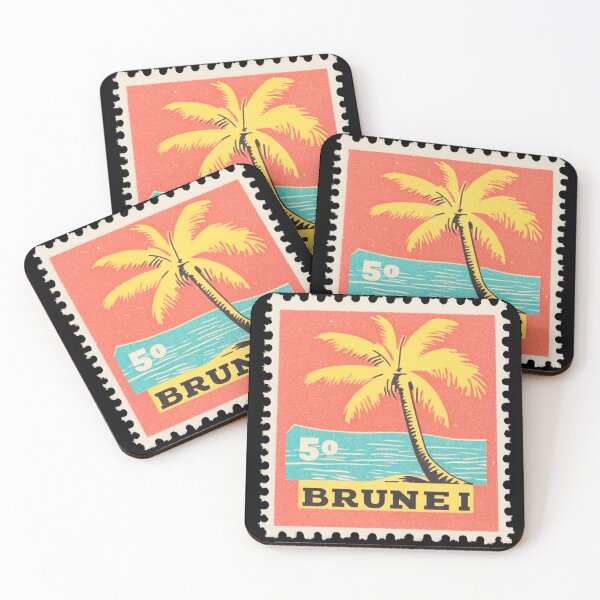 Item preview, Brunei Postage Stamp – Vintage Tropical Palm Tree Illustration designed and sold by tiigerdad.