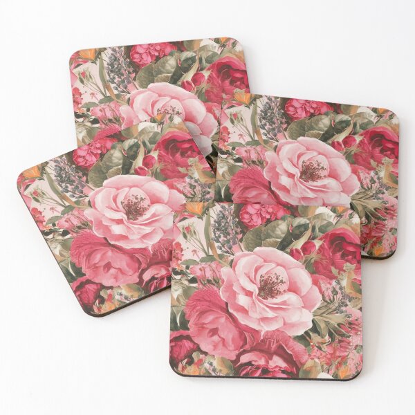 Item preview, Vintage Pink Rose Garden Floral Pattern designed and sold by Mindful Wall Art Studio.