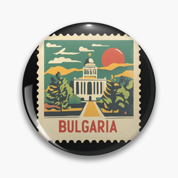 Item preview, Bulgaria Postage Stamp – Retro Travel Cathedral and Mountain Scene designed and sold by tiigerdad.