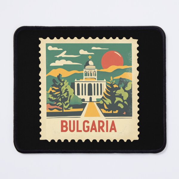 Item preview, Bulgaria Postage Stamp – Retro Travel Cathedral and Mountain Scene designed and sold by tiigerdad.