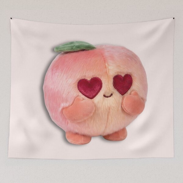 Item preview, Woopeach Heart Eyes - In Love Kawaii Fluffy Plushmoji designed and sold by Velvet Studio | Sailguga.