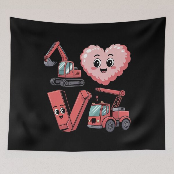 Item preview, Valentines Day boys kids Toddler Construction truck hearts designed and sold by Dabbing Turtle Designs.