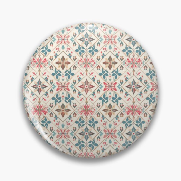Item preview, Vintage Floral Tile Pattern • Retro Botanical Geometric Design in Teal & Coral designed and sold by baheeya.