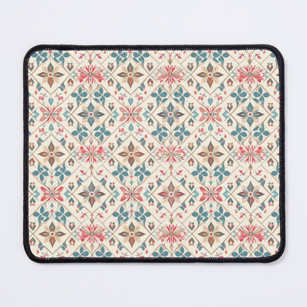Item preview, Vintage Floral Tile Pattern • Retro Botanical Geometric Design in Teal & Coral designed and sold by baheeya.