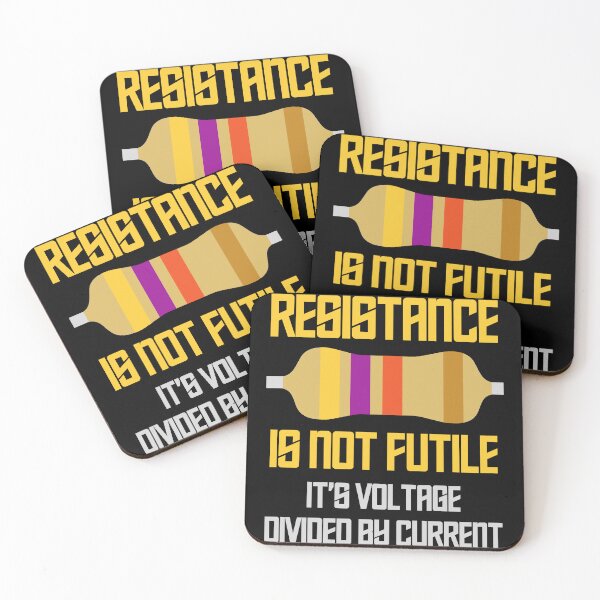 Item preview, Funny Nerdy Resistance is Not Futile It's Voltage Divided by Current Science Teacher White Text designed and sold by MathWare MathClips.