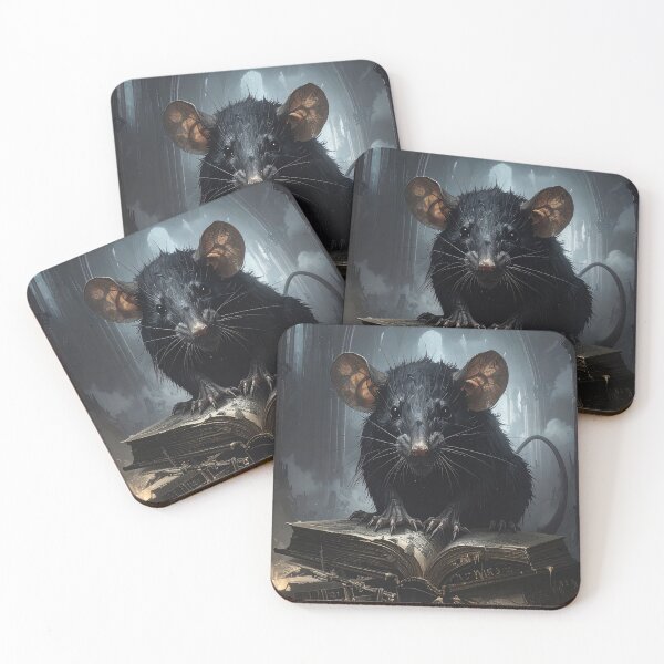 Item preview, Black rat on an old book in a ruin, horror mouse designed and sold by angel-cat-22.
