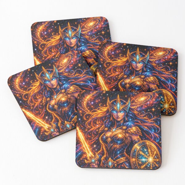 Item preview, Cosmic Warrior Goddess – Neon Celestial Fantasy Art designed and sold by Expl0rer.