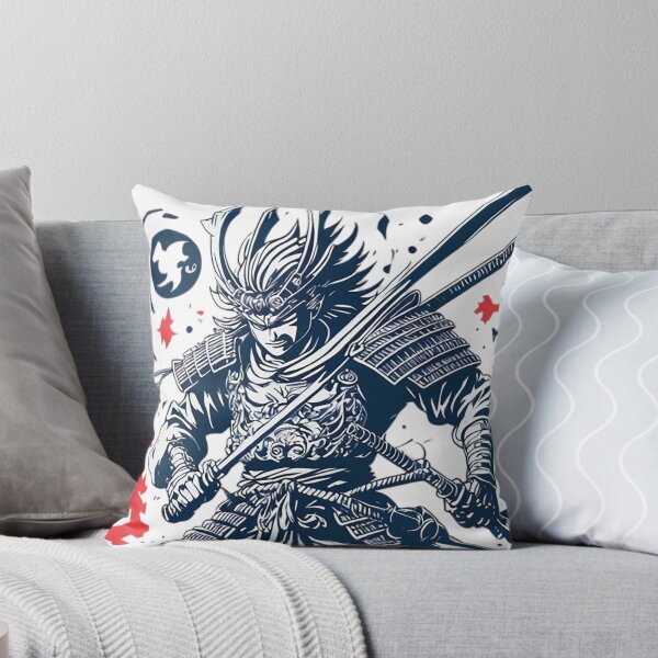Item preview, Stylized Blue and White Samurai Warrior Illustration designed and sold by newvisionart191.
