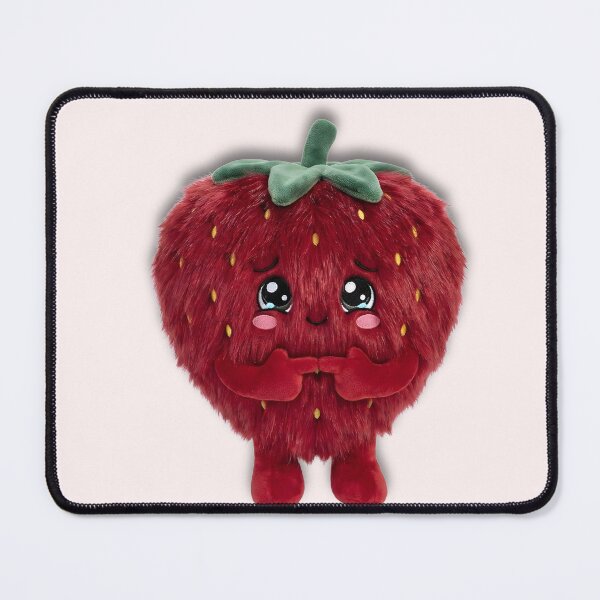 Item preview, Berry-Boo Shy Strawberry - Kawaii Fluffy Shaggy Plushmoji designed and sold by Velvet Studio | Sailguga.
