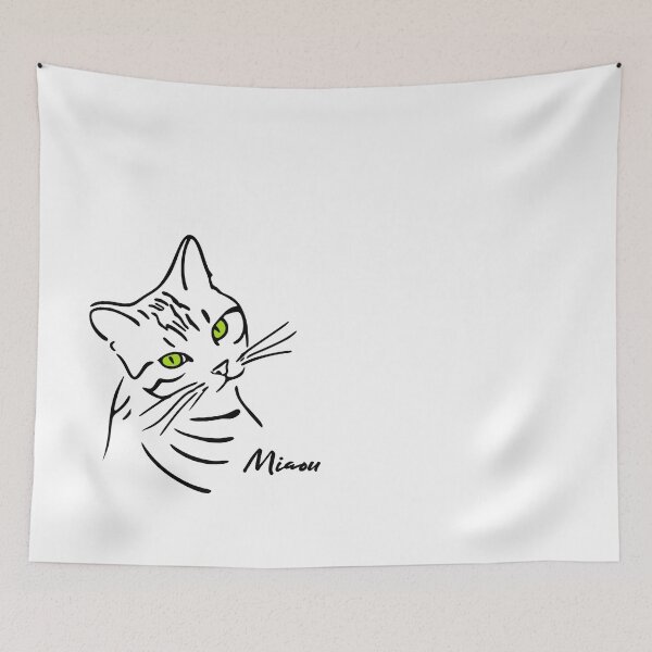 Item preview, Le Chat aux Yeux Verts –  The cat with green eyes - Minimal Line Art designed and sold by FrancophileFun.