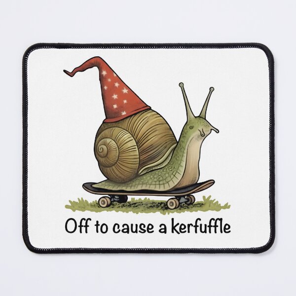 Item preview, Off to Cause a Kerfuffle – Funny Snail Skateboard Illustration designed and sold by Senkov.