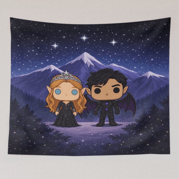 Item preview, Feyre & Rhysand Funko-Style Fanart Under the Stars | ACOTAR Night Court Inspired Art designed and sold by theliteraryedit.
