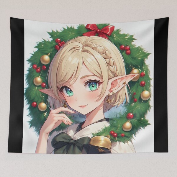 Item preview, Anime elf girl with Christmas decorations designed and sold by ArtsJulian.