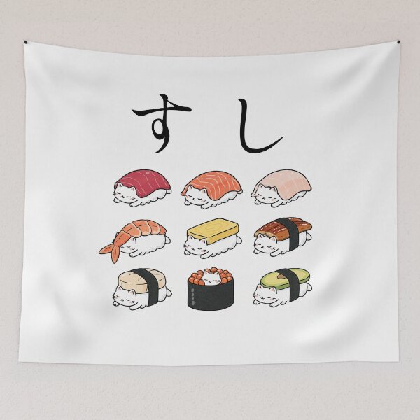 Item preview, Cute Sushi Cat - Kawaii Japanese Food & Neko Art designed and sold by nori0711.