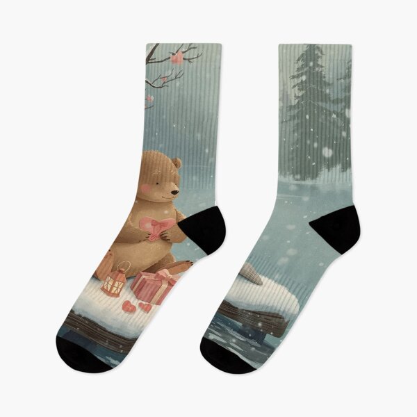 Item preview, Valentine’s Bear & Seal Couple • Whimsical Winter Heart Prep Art designed and sold by WildlifeWhimsy.