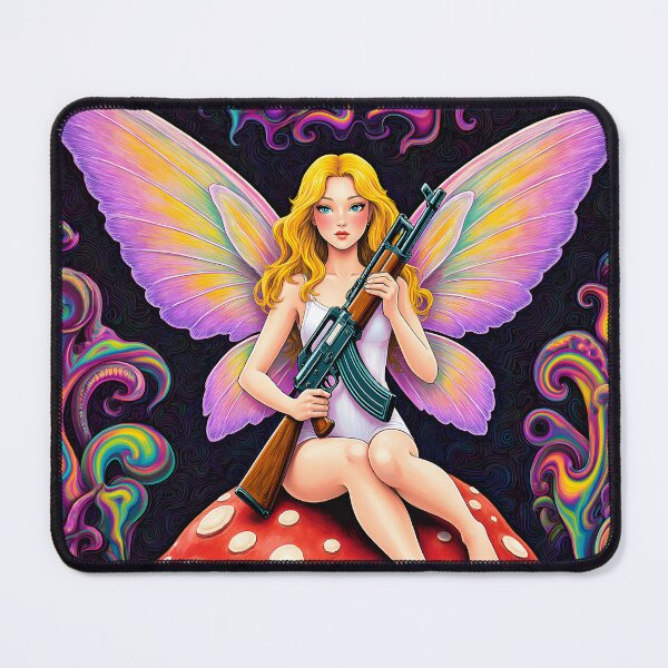 Item preview, Psychedelic Fairy with an AK designed and sold by MultiTrinkets.