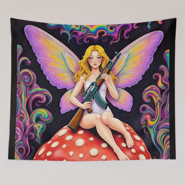 Item preview, Psychedelic Fairy with an AK designed and sold by MultiTrinkets.