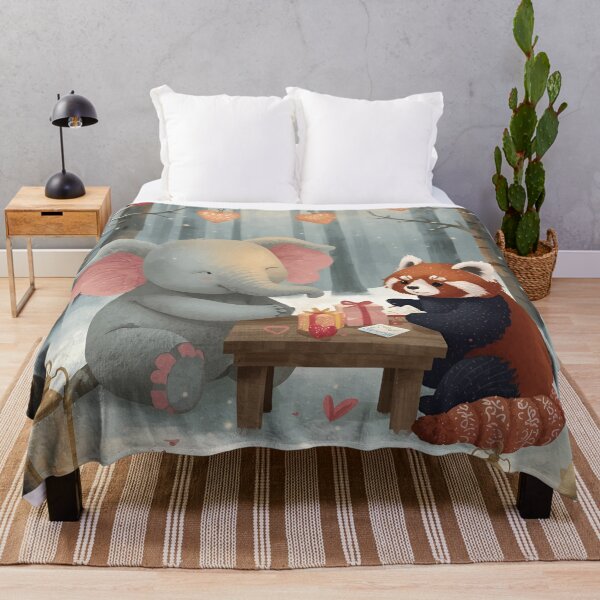 Item preview, Valentine’s Elephant & Red Panda Couple • Whimsical Forest Heart Prep Art designed and sold by WildlifeWhimsy.