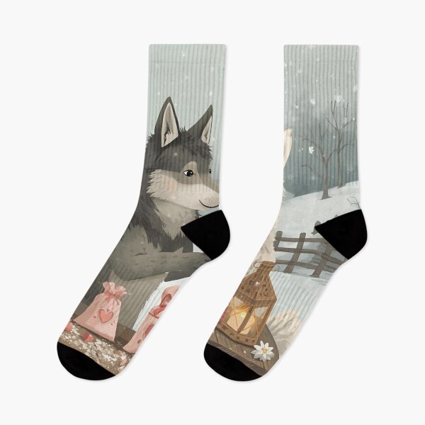 Artikelvorschau, Valentins-Wolf-und-Alpaka-Pärchen • Verspielte Highland-Herz-Vorbereitungskunst entworfen und verkauft von WildlifeWhimsy.