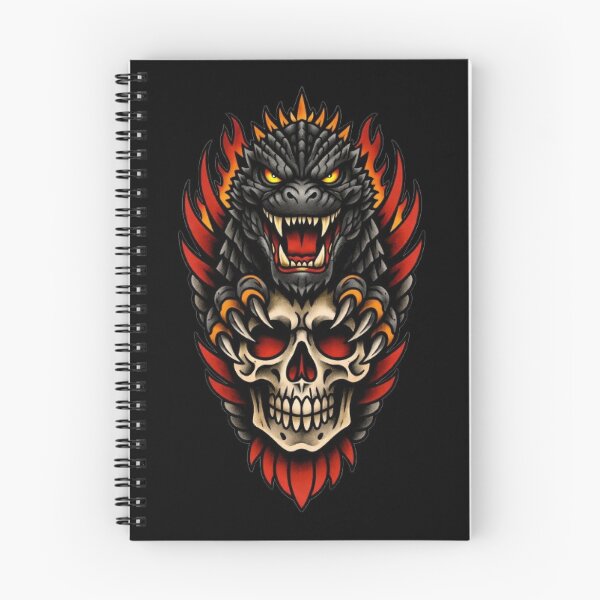 Item preview, Godzilla Skull Tattoo Illustration in Neo Traditional Style designed and sold by FLATVAC STICKER.