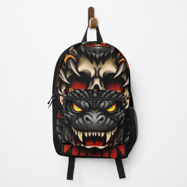 Item preview, Godzilla Skull Tattoo Illustration in Neo Traditional Style designed and sold by FLATVAC STICKER.