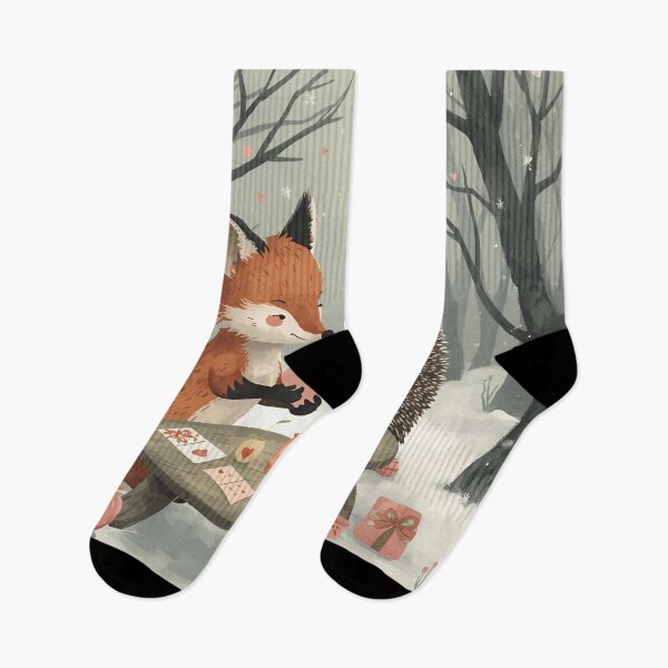 Item preview, Valentine’s Fox & Hedgehog Couple • Whimsical Forest Heart Prep Art designed and sold by WildlifeWhimsy.