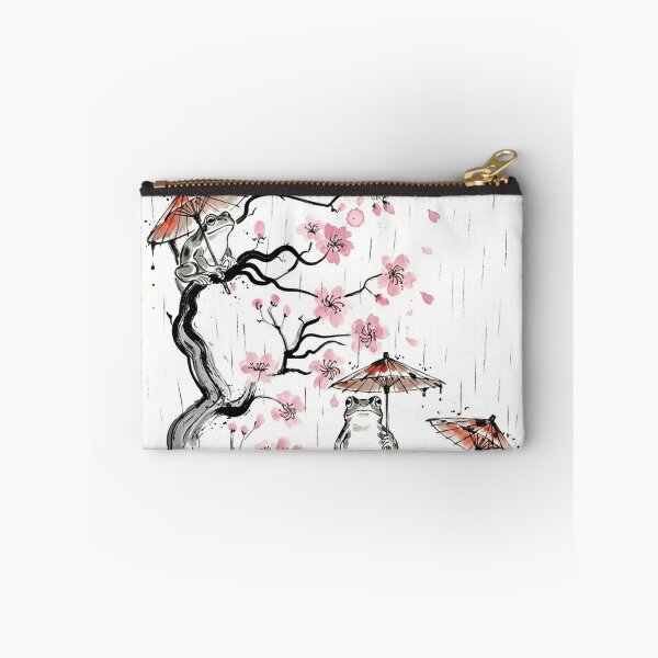 Item preview, Japanese Sumi-e Rain Frogs & Sakura - Amagaeru Ink Painting designed and sold by nori0711.