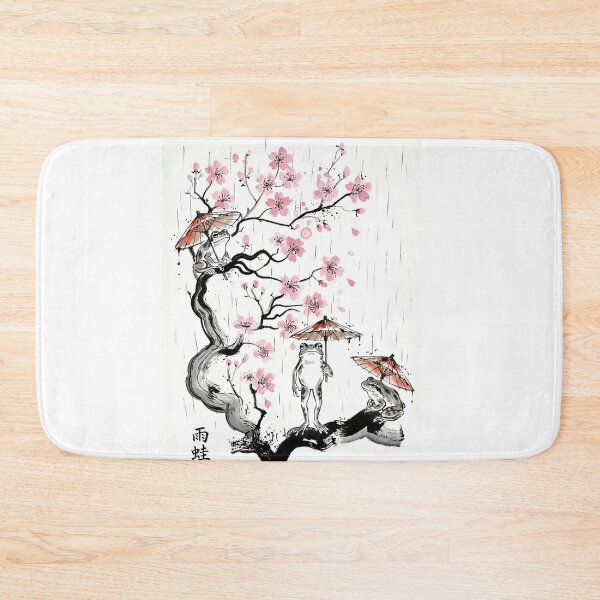 Item preview, Japanese Sumi-e Rain Frogs & Sakura - Amagaeru Ink Painting designed and sold by nori0711.