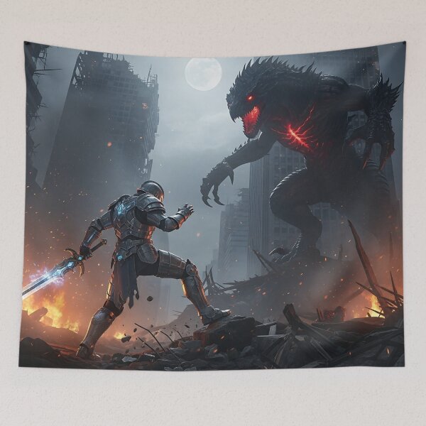 Item preview, Epic battle between armored hero  designed and sold by JOTAMIKE.