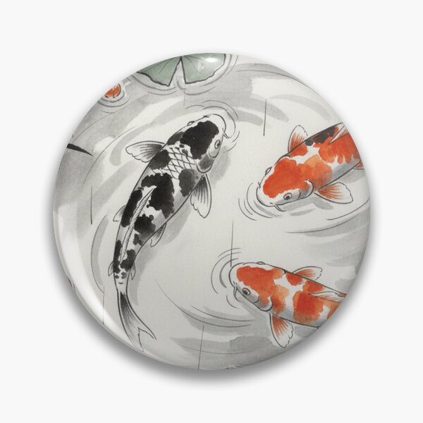 Item preview, Zen Nishikigoi Koi Pond - Traditional Japanese Sumi-e Ink Painting designed and sold by nori0711.