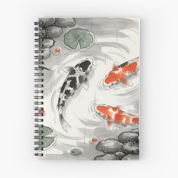 Item preview, Zen Nishikigoi Koi Pond - Traditional Japanese Sumi-e Ink Painting designed and sold by nori0711.