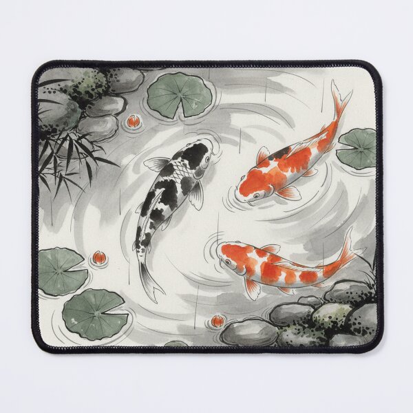 Item preview, Zen Nishikigoi Koi Pond - Traditional Japanese Sumi-e Ink Painting designed and sold by nori0711.