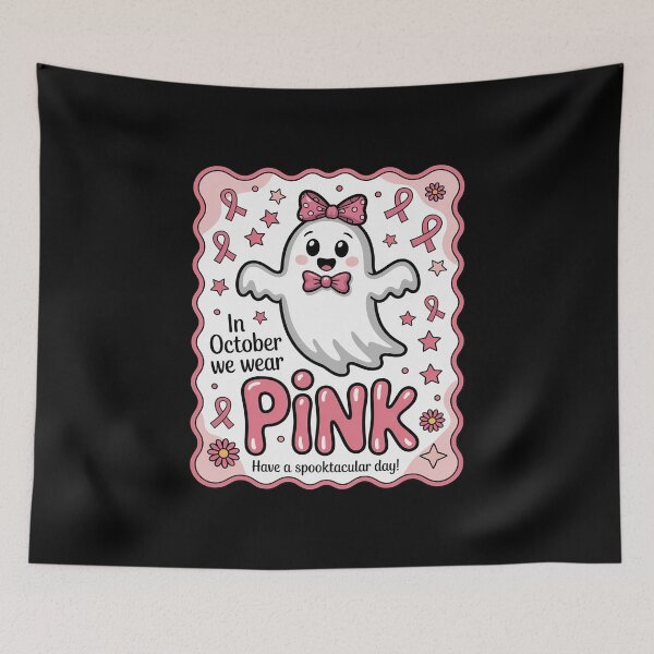 Item preview, We Wear Pink Breast Cancer Awareness Ghost Halloween designed and sold by skanderio.