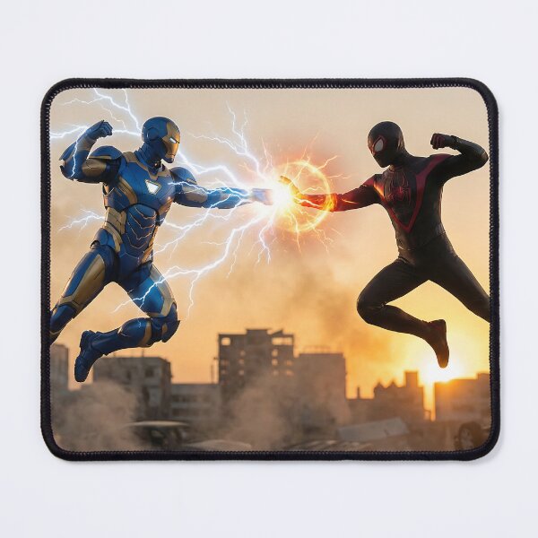 Item preview, Two superheroes clashing mid-air with energy powers colliding designed and sold by JOTAMIKE.