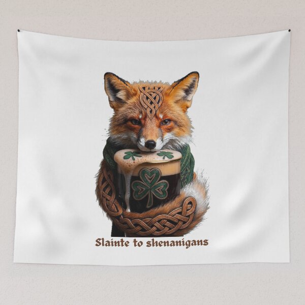 Item preview, Sly Emerald Fox Toast T-Shirt | “Sláinte to Shenanigans” Sarcastic Irish Drinking Emblem Tee | St. Patrick's Day Ornate Graphic designed and sold by YMLux.