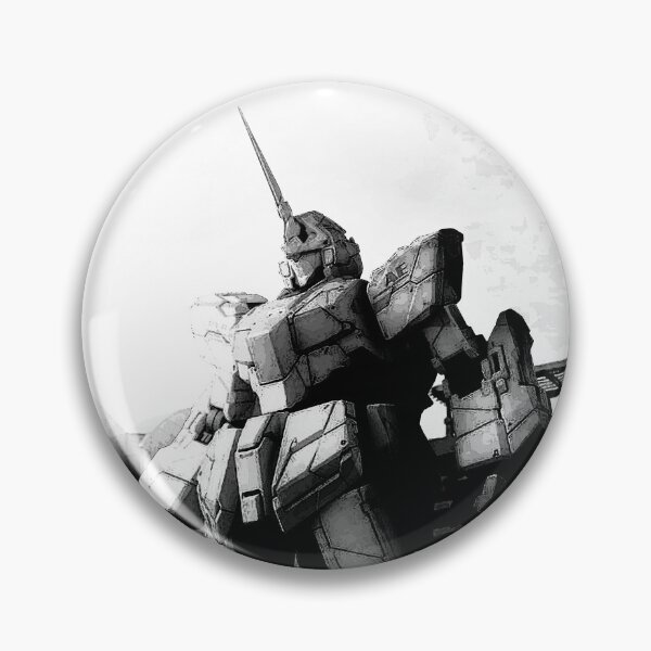 Item preview, unicorn Gundam art Digital Artwork black white designed and sold by sabartgunpla.