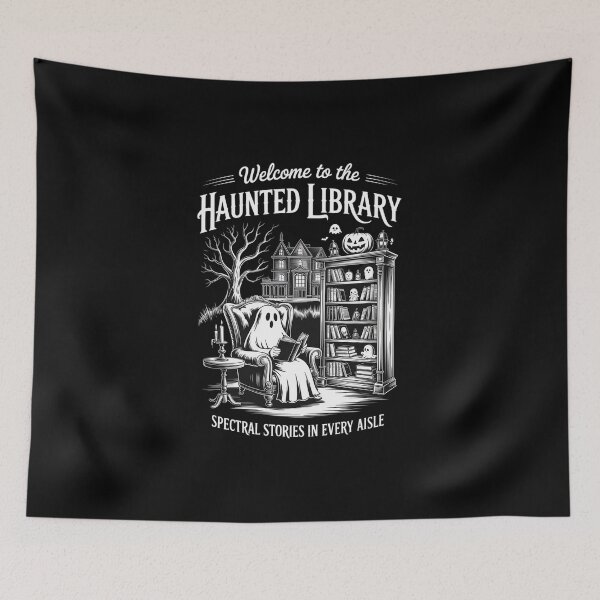 Item preview, Welcome To The Haunted Library Halloween Ghost Reading Book designed and sold by imsamaharem.